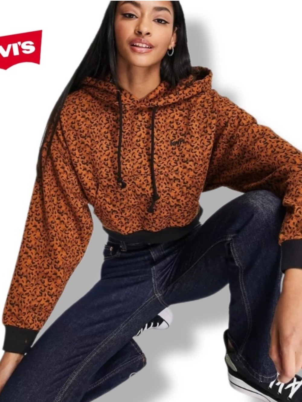 Levi's Laundry Day Cropped Hoodie Leopard Brown XL